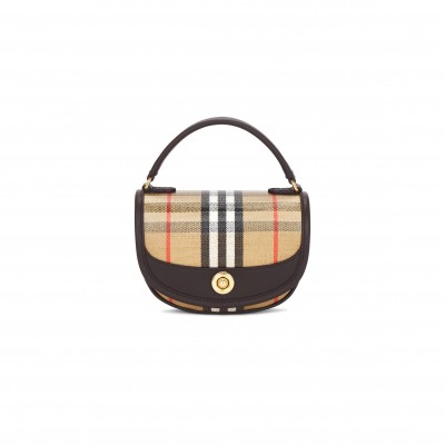 BURBERRY MINI HIGHLANDS BAG IN CHECK CANVAS 81122401 (19*11*5cm)
